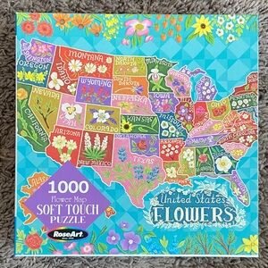 RoseArt Flower Map US Flowers 1000 pc Soft Touch Jigsaw Puzzle